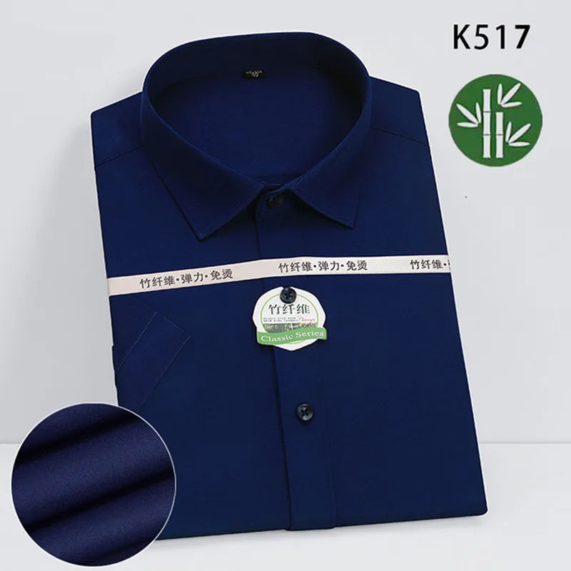 Summer Male Pure Color Short Sleeve Breathable Shirt White Navy Wine Red Men Business Social Dress Shirts 251020