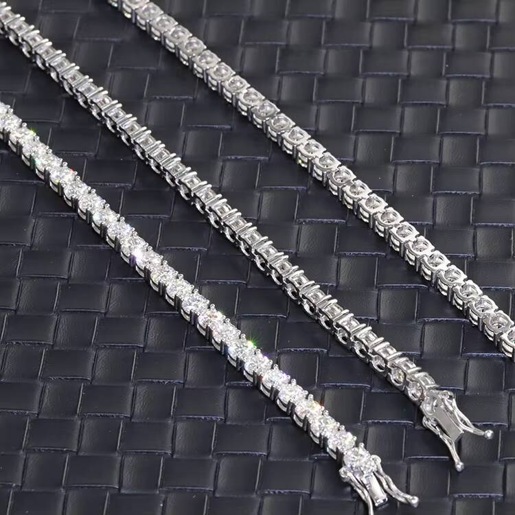 Factory Wholesale Mossanite Tennis Bracelet Jewelry 2mm 3mm 4mm 5mm 65mm VVS Tennis Diamond Tennis Chain Hip Hop Trendy Gift