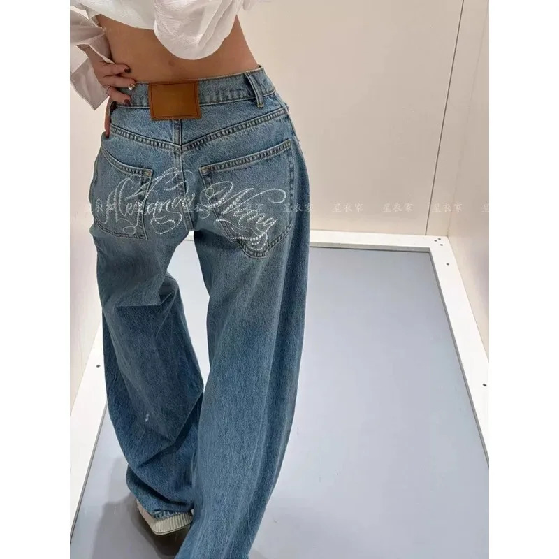 Loose Wide Leg Womens Jeans Casual Pants Trousers Vintage Retro American Style Chic Distressed Oversized Fashion 251020