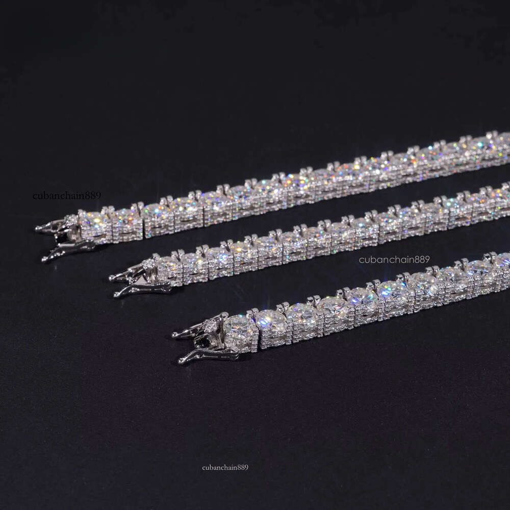 2026 RTS Factory Price Hip Hop Sterling Sier 5mm 6.5mm VVS Dia Necklace Fully Iced Out Moissanite Tennis Chain