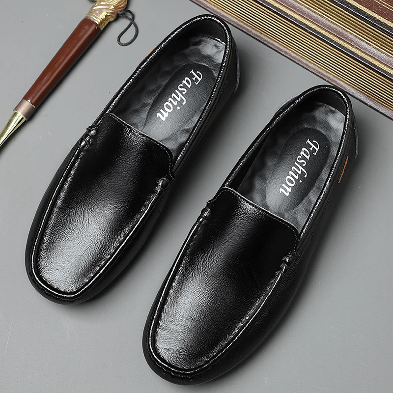 Doudou Shoes Mens Step on Mens Shoes Mens Summer Breathable Summer Leather Shoes Casual Fashion Single Shoes Handmad 251023