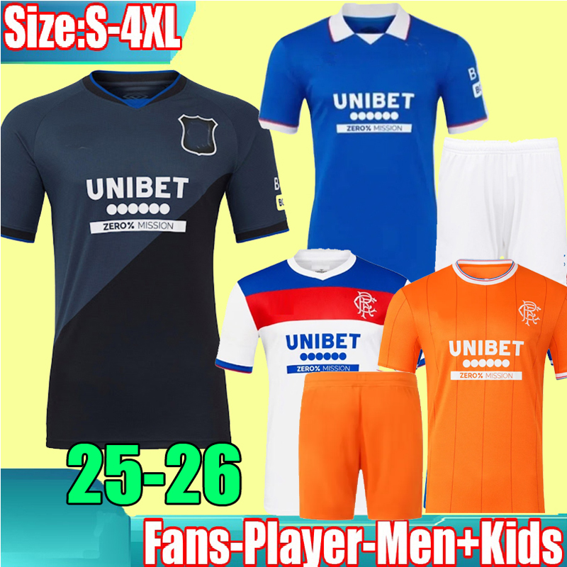 3XL 4XL 25 26 Glasgow RangersS Home Soccer Jerseys 2025 2026 Ibrox Heritage Fourth KENT TAVERNIER MORELOS COLAK Away white Football Shirt men Kids Kit