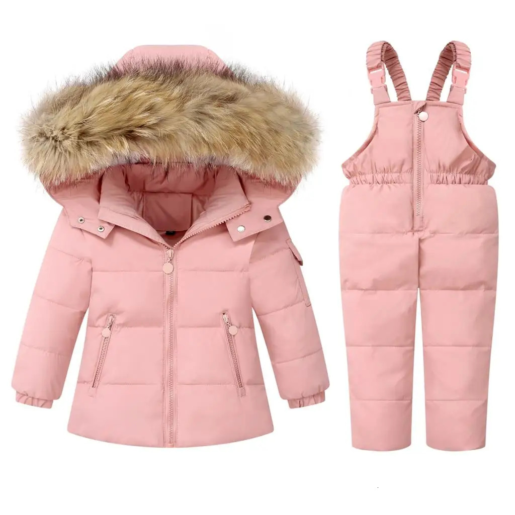 OLEKID Winter Children Clothing Set 30 Degree Down Jacket For Girls Baby Boy Jumpsuit Kids Overalls Boys Outerwear Coat 251023