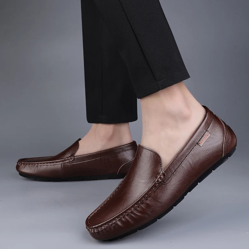 Genuine Leather Men Casual Shoes Mens Loafers Moccasins Breathable Slip on Italian Driving Shoes Chaussure Homme 251023