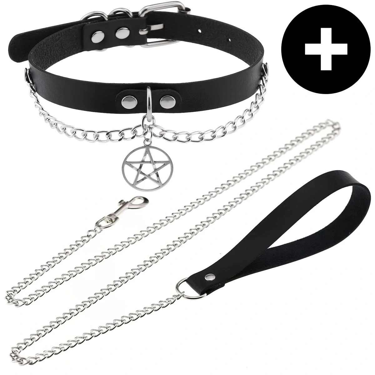 Gothic Punk Pu Leather Choker With Leash Adjustable Collar Necklace For Women Perfect For Halloween Everyday Wear 251023