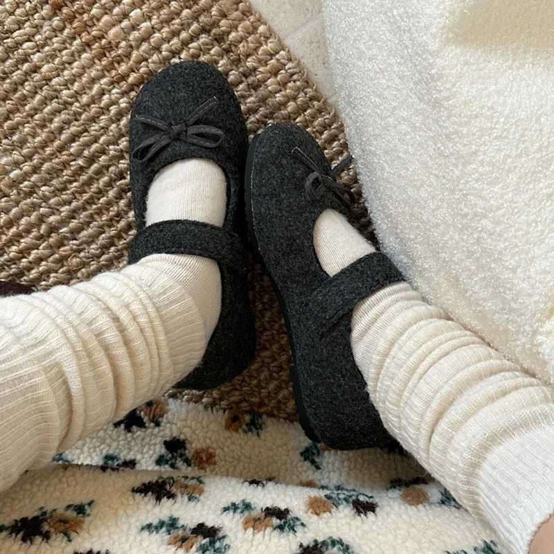 Autumn Woolen Fabric Women Flats Shoes Fashion Shoes Ladies Comfort Outdoor Warm Cotton Fur Shoes 251023