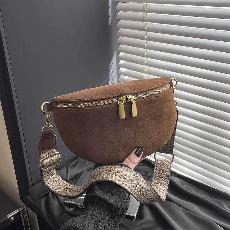 Woman Chest Packs Faux Suede Waist Bag Street Trend Fanny Pack Simple Belt Bag Female Shoulder Crossbody Bags 251023