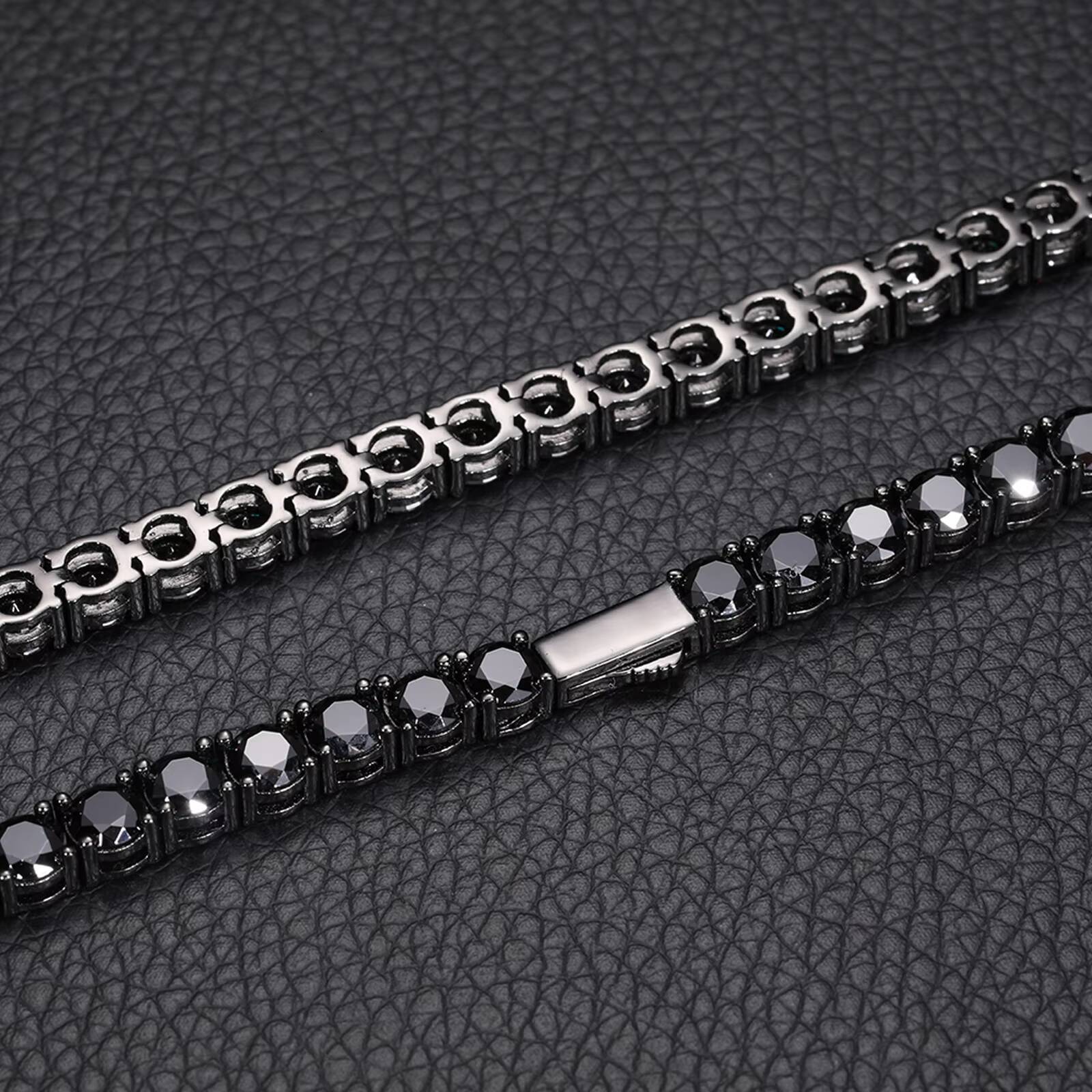 Kolye Unique Design 5mm Black VVS Moissanite DIamond Tennis Chain GRA Certificate S925 Silver Men Jewelry Necklace for Man