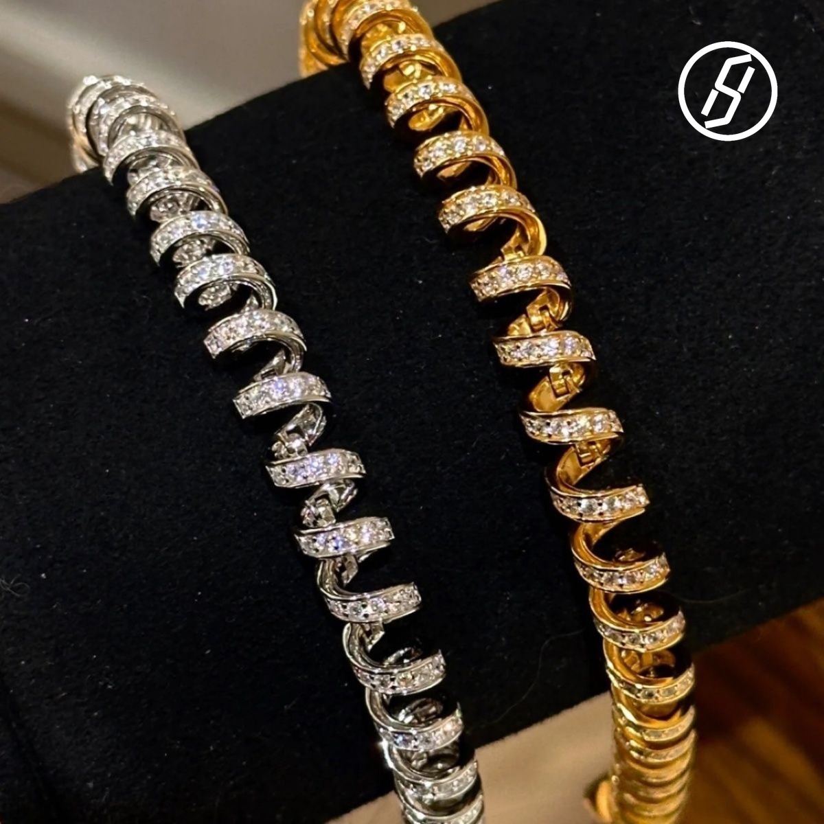 Fine Craft V Gold Diamond Telephone Cord Winding for Women Wedding Valentine's Day Gift Bracelet Original Jewelry Factory Direct Sales Z260313