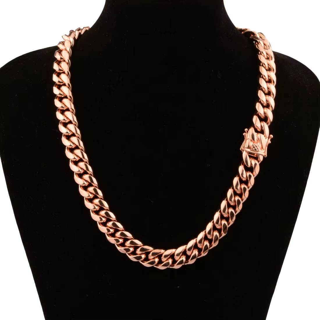 Necklace necklace moissanite chain Wholesale Stainless Steel Mens Cuban Link Chain Necklace 14k Rose Gold Thick Miami Cuban Chain