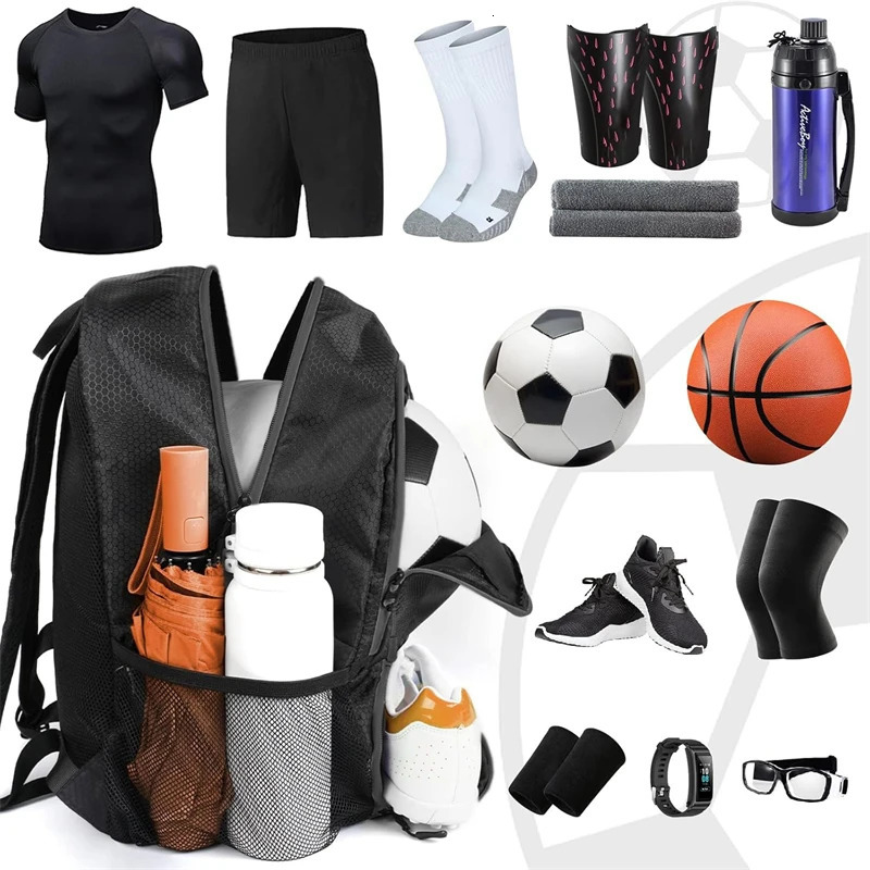 1pcs Double Compartment Sports Backpack With Ball Holder Water Resistant Equipment Bag For Soccer Basketball Volleyball Football 251021 - view 4