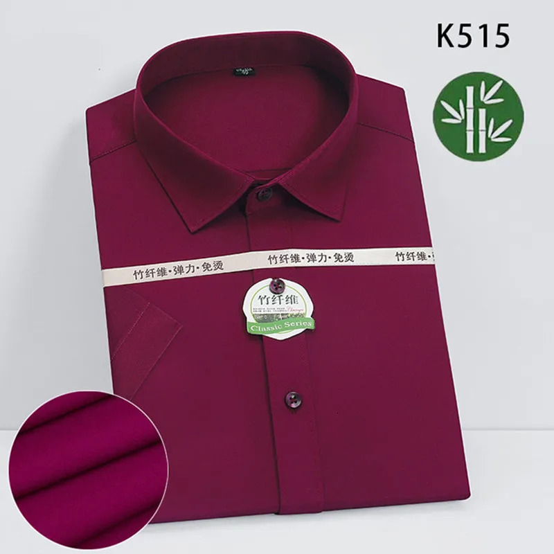 Summer Male Pure Color Short Sleeve Breathable Shirt White Navy Wine Red Men Business Social Dress Shirts 251020