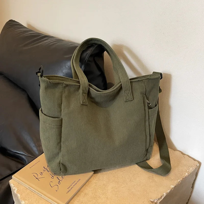 Fashion Versatile Shoulder Bag College Wind Commuting Corduroy Square BagUnisex Large Capacity Leisure Portable Crossbody 251018
