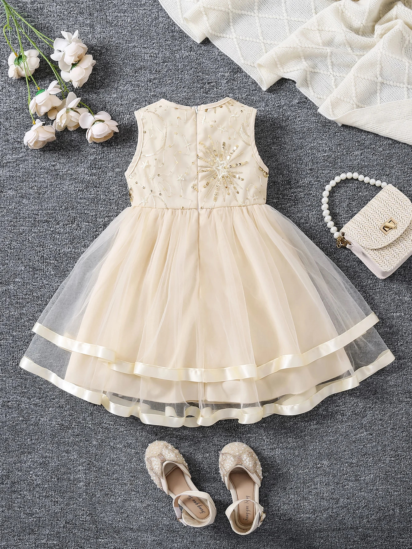 Girls summer highend beaded embroidery cake gauze skirt Fashion Princess dress gauze skirt 251023