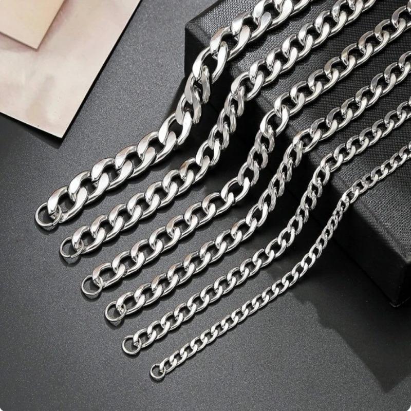 YQ 316L Stainless Steel Cuban Link Chain Necklace For Men Jewelry Accessories Neck Chains Male 3MM10MM Wide 251013