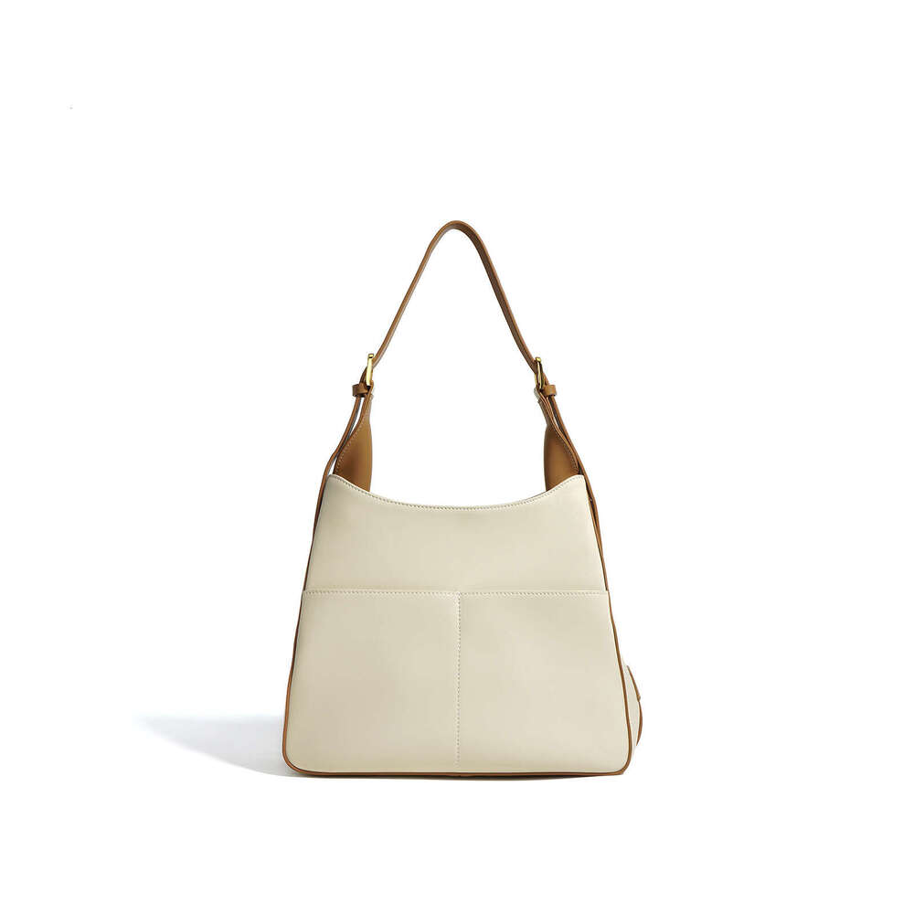 Luxury bag Summer New Large Capacity Cowhide Tote Simple Color Block Genuine Leather Shoulder Crossbody Handbag Underarm Bag