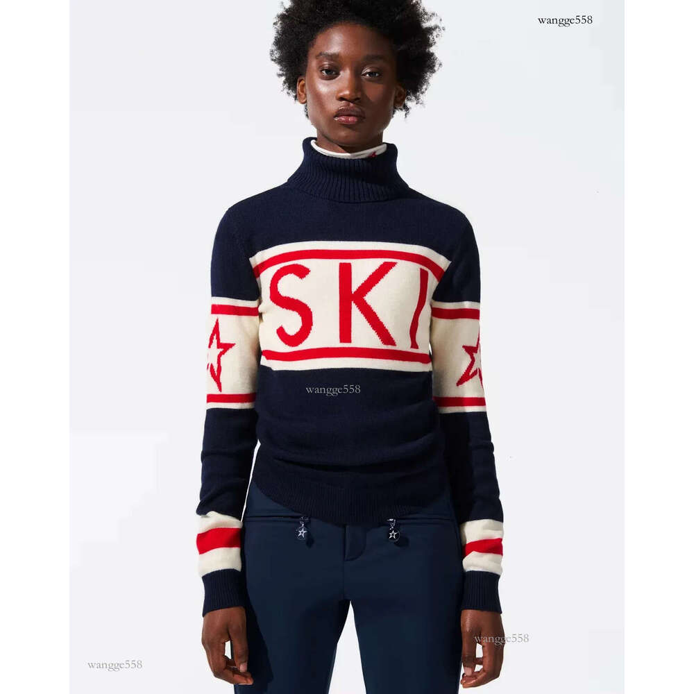 Elegant Harajuku AutumnWinter Jacquard Knitted Letter Stripe Fashion High Collar Slim Fit Trendy Womens Sweater 250108