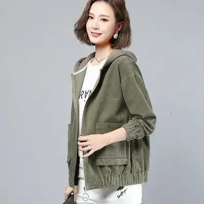 Loose Fit Corduroy Short Jacket Womens Autumn Of The Season Style Korean Version plus Size Coat Top Casual 251015