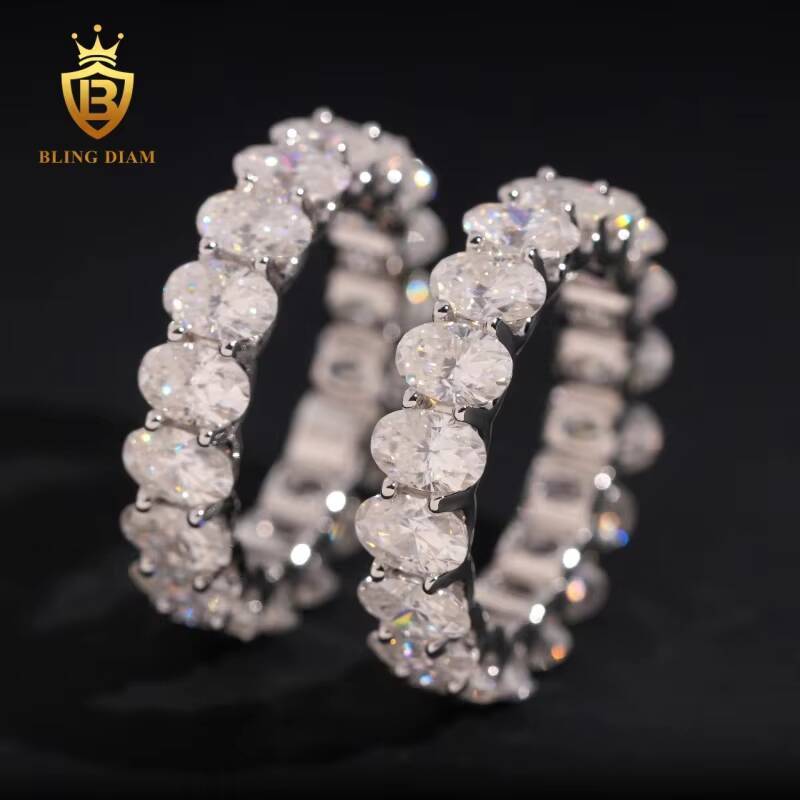 New Arrivals Full Moissanite Diamond 925 Sterling Silver Wedding Engagement Rings for Women Gra Certificate Past Diamond Test