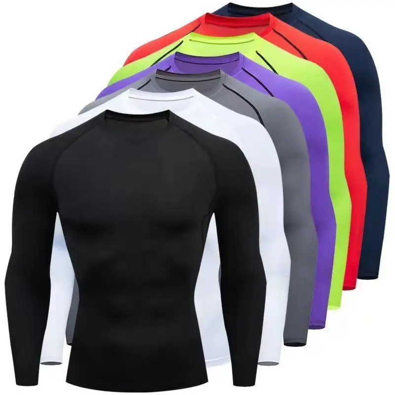 Mens Compression Shirt Men Rashgard Fitness Long Sleeve Running Shirt Man Gym Under T Shirt Football Sportswear Tights 251020
