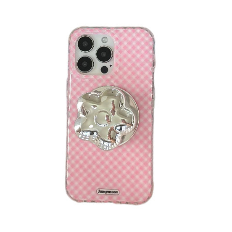 INS Pink Plaid Magnetic Compatible iPhone 16 Pro Case 15 Korean Style 14P, M Full Coverage 13 Girl