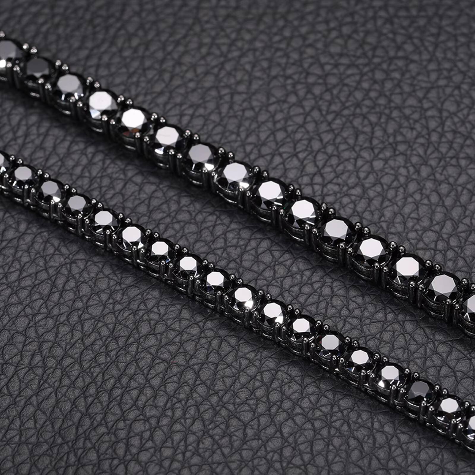 Kolye Unique Design 5mm Black VVS Moissanite DIamond Tennis Chain GRA Certificate S925 Silver Men Jewelry Necklace for Man