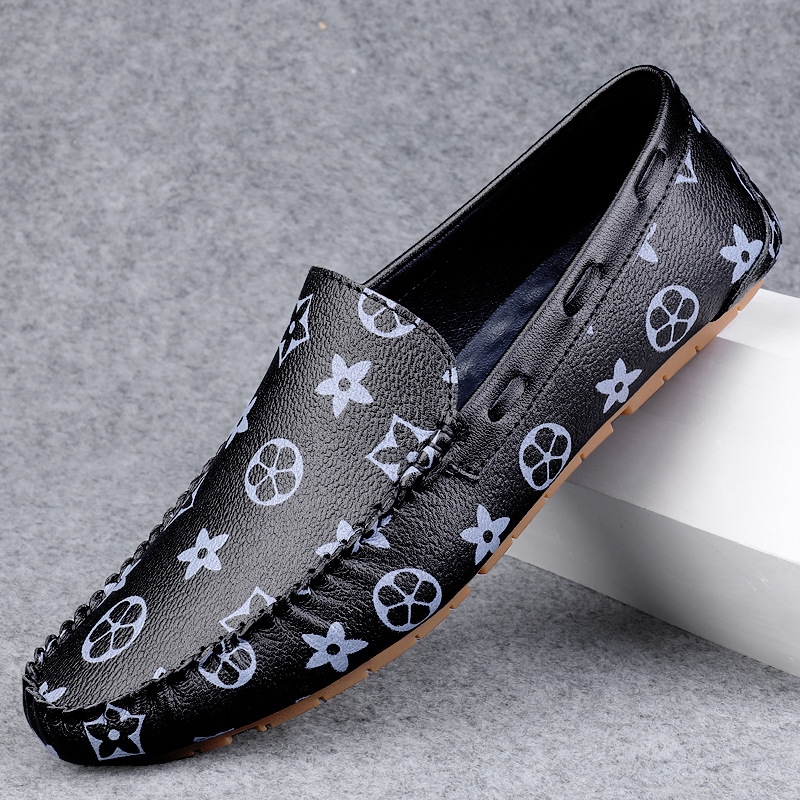Free shipping autumn new men's leather shoes cowhide oversized casual shoes men's black white brown 37-45