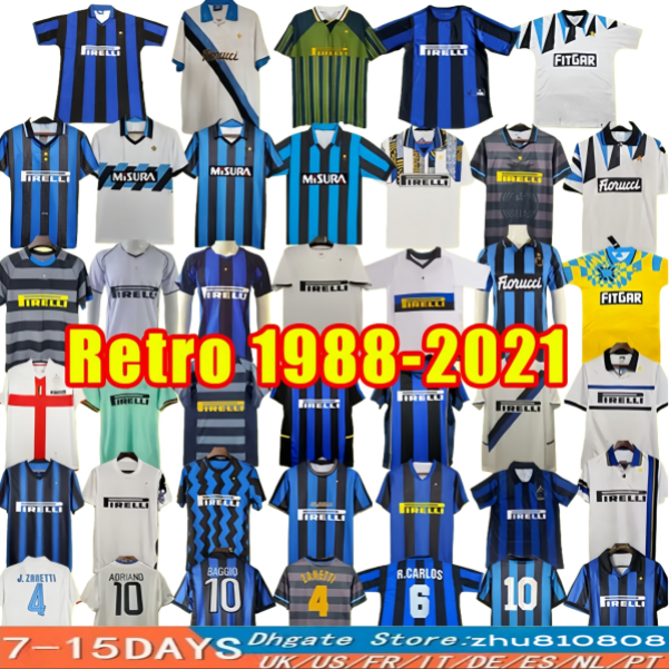 inter retro soccer jerseys 88 89 90 91 92 93 94 95 96 97 98 99 00 01 02 03 04 05 06 07 08 09 10 Ronaldo Figo ADRIANO Stankovic ZANETTI milansS88 vintage football shirt MILITO