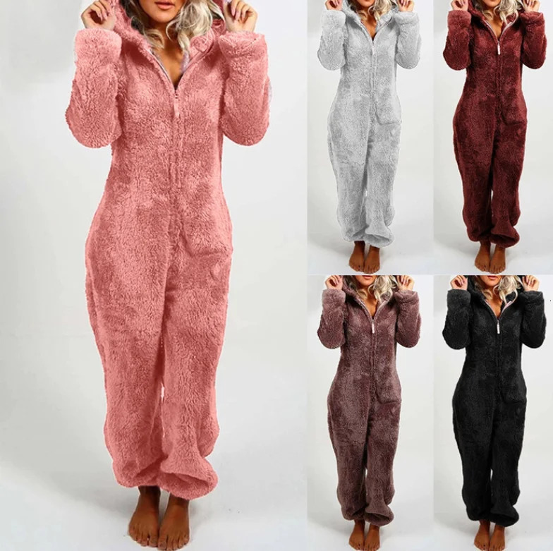 OnePiece Hooded Jumpsuit for Women Elegant Overalls Full Length Thickened Autumn Winter 251018
