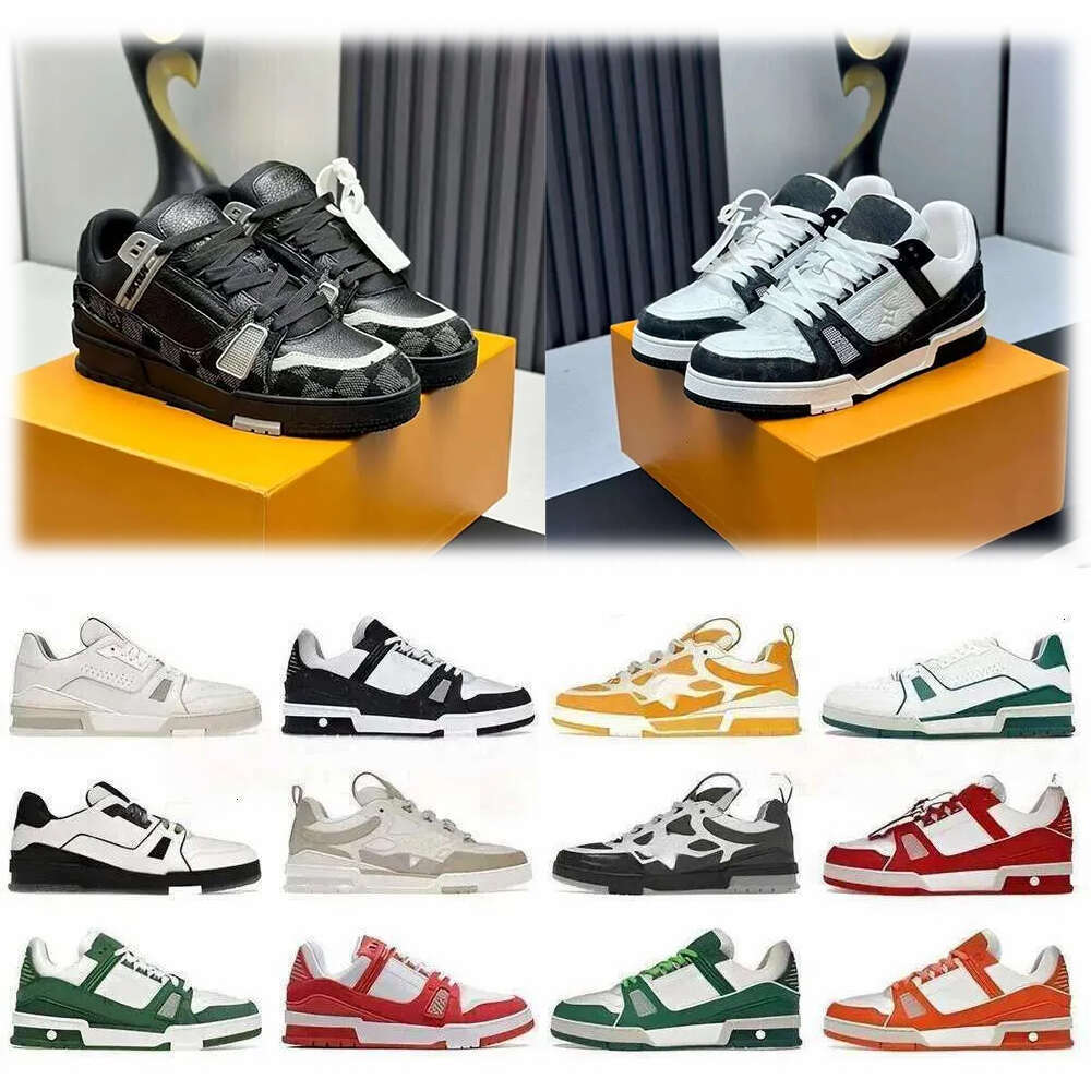 Skate Shoes Designer Men Women Sneakers Casual High Quality Fashion Running Lace-up Low-top Sport Breathable ly leather flower vuittonshoes lvs Trainers bd0