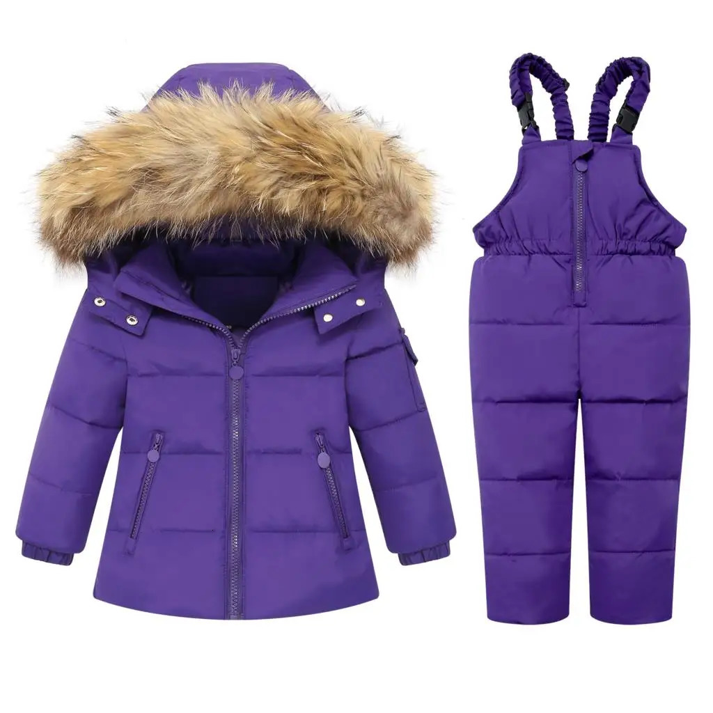 OLEKID Winter Children Clothing Set 30 Degree Down Jacket For Girls Baby Boy Jumpsuit Kids Overalls Boys Outerwear Coat 251023