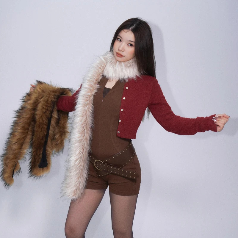 Winter Versatile European American Women Fur Warm Thick Scarf Plush Long Strip Scarf Mink Fur Y2K Girls 251024