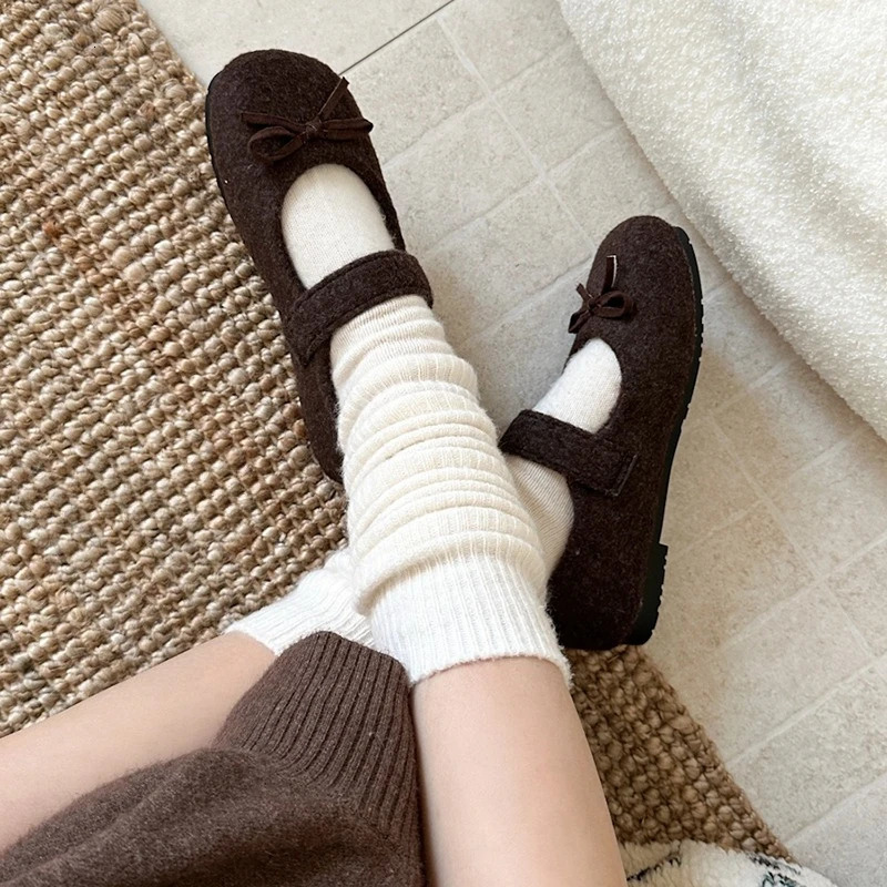 Autumn Woolen Fabric Women Flats Shoes Fashion Shoes Ladies Comfort Outdoor Warm Cotton Fur Shoes 251023