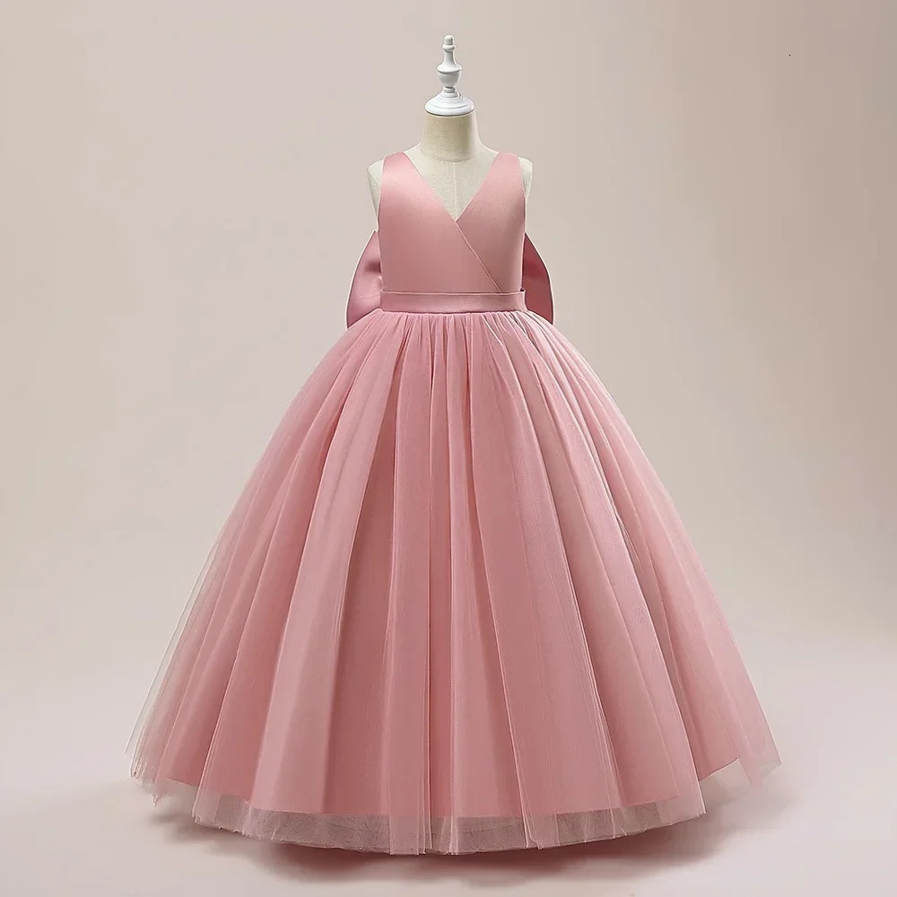 Summer Elegant Teenage Girls Evening Party Formal Prom Long Gown Kids Backless Birthday Wedding Princess Dress for Girls 514Yrs 251023