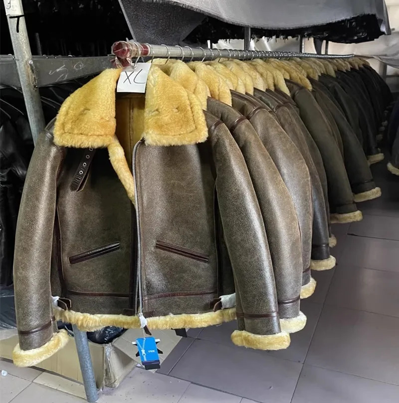 Tcyeek Real Leather Jacket Men Winter Jackets Fashion Genuine Sheepskin Wool Coat Male Slim Fit Short Fur Coats Chic Streetwear 251014