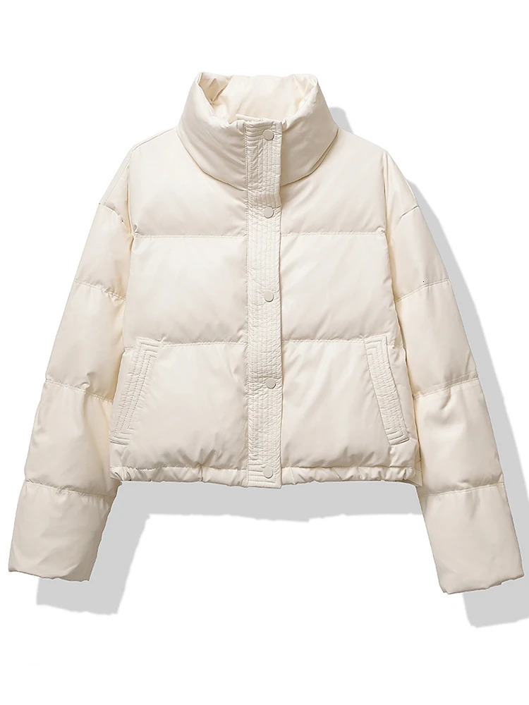 HELIAR Women Thickened Mock Neck Cottonpadded Jacket Single Breasted Pocket Casual Down Coat Winter Warm Loose Short Coat Fall 251020