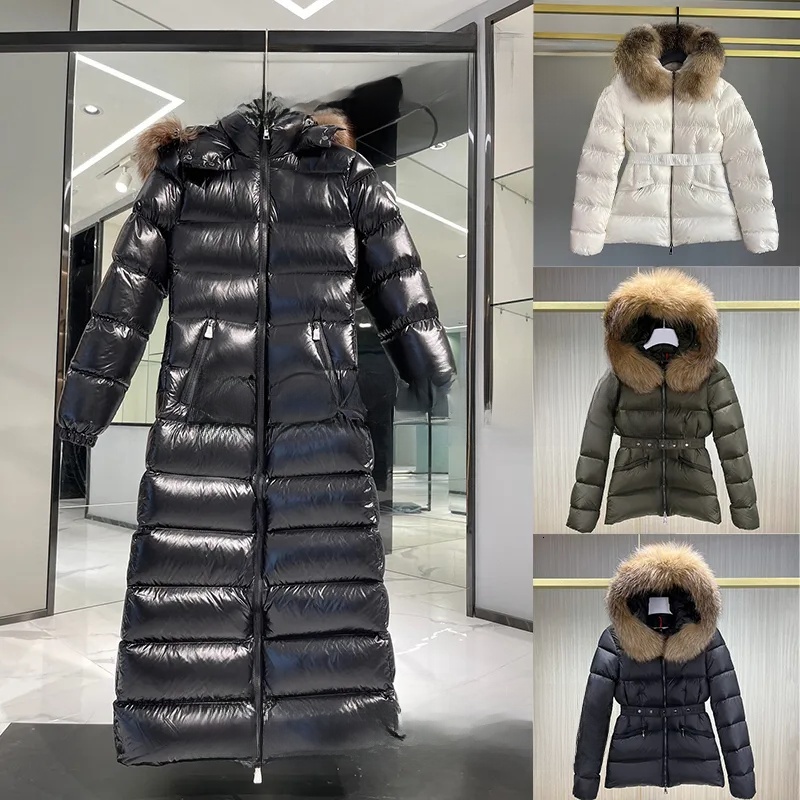 Women Down Jacket Designer Women Winter Jacket Natural Fur Collar Long Coat Premium Puffer Jackets Waist Retraction Coat Female Designer Coats Outerwear Jacket