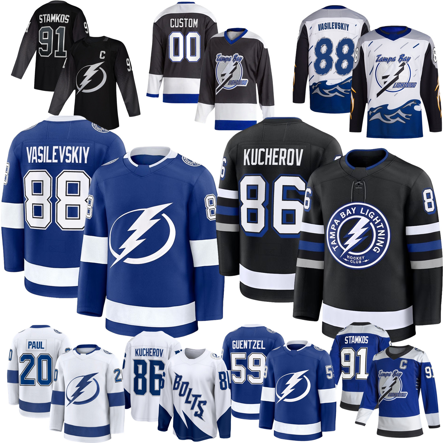 Nikita Kucherov Tampa Bay Hockey Jersey Lightning Andrei Vasilevskiy Steven Stamkos Brayden Point Victor Hedman Jake Guentzel Gourde Anthony Cirelli McDonagh