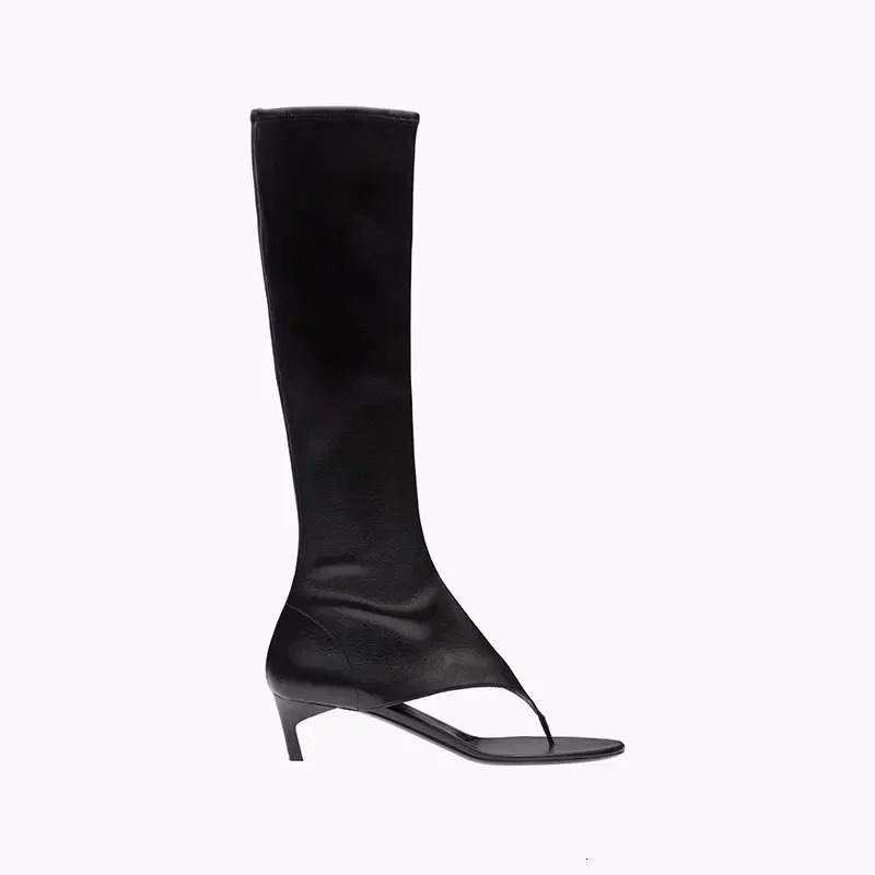 2025 European and American Fish Mouth Clip Toe Mid Boot Fashionable Thin High Heel Side Zipper Womens High Tube Cool Boot 251023