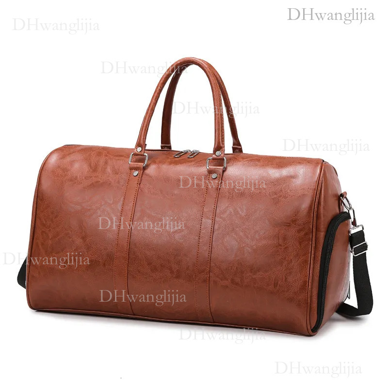 DHGM Luufan Crazy Horse Genuine Men Real Leather Travel Duffel Vintage Big Weekend Bag Male Luuage Handbag Duffle 9791