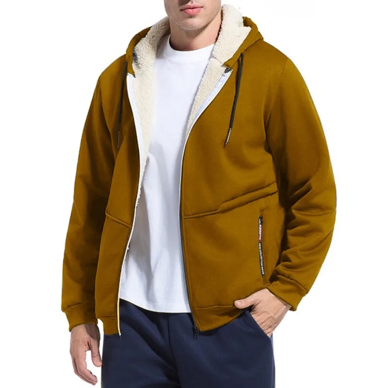 Animal Game Outdoor Casual Hoodie for Men Thick Fleece Sweatshirt Sherpa Lined Heavyweight Hooded Zipper Jacket Coats Streetwear 251023
