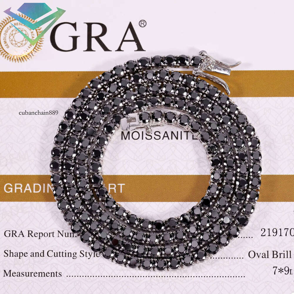 All Black Sterling Sier Silicon Stone Tennis Chain 2mm-4mm Female/Male Gold Plated NecklaceFree of charge delivery