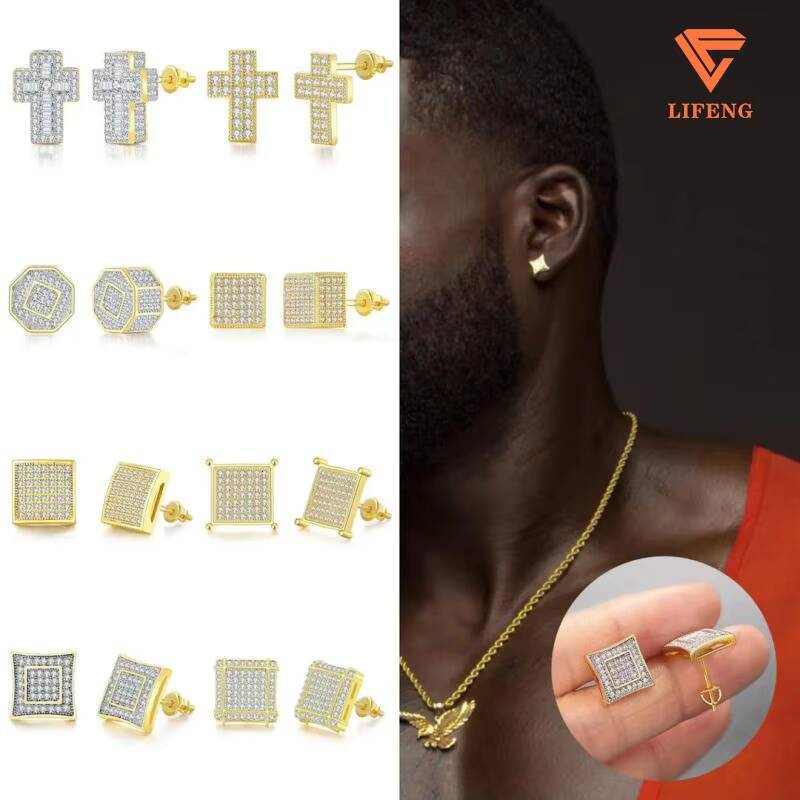 Luxury Jewelry Moissanite Diamond Earrings Set Wholesale Hip Hop 925 Sterling Silver Stud Earring for Women Christmas Earrings