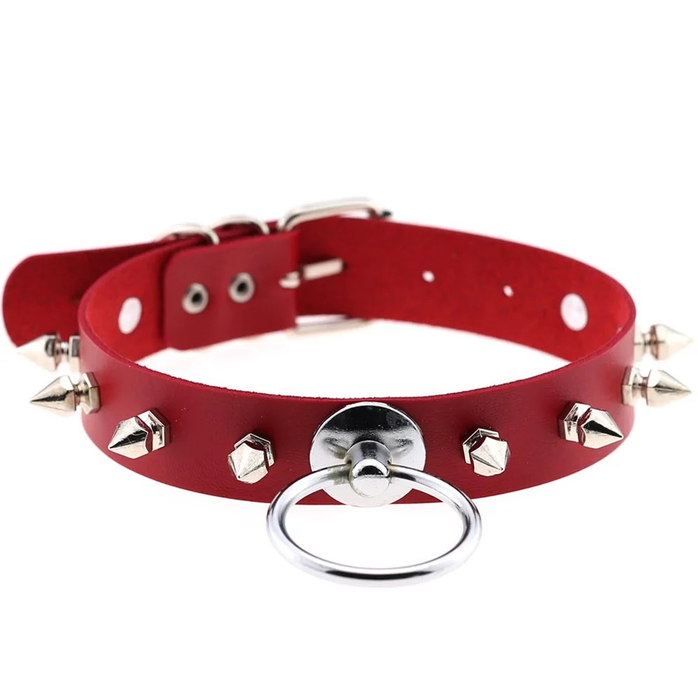 Vintage Circle Leather Collar Punk Rivet Spikes Choker Necklace For Women Rock Neck Strap Fashion Party Jewelry 251023