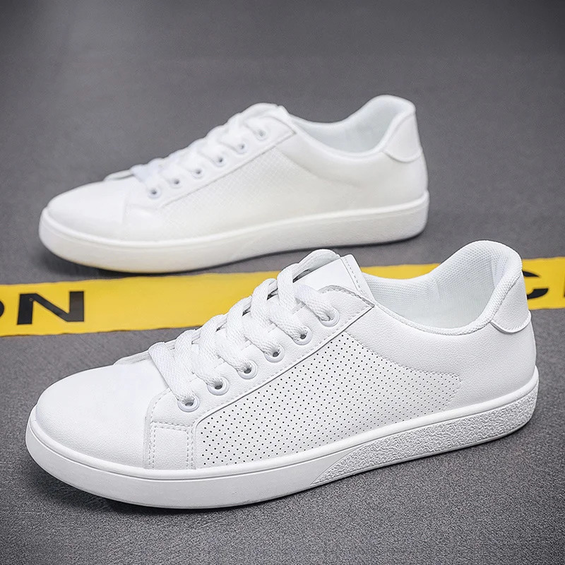 Classic Mens White Sneakers Comfortable Summer Leather Sneakers Men Flat Skateboard Shoes Casual Sports Zapatillas De Skate 251023