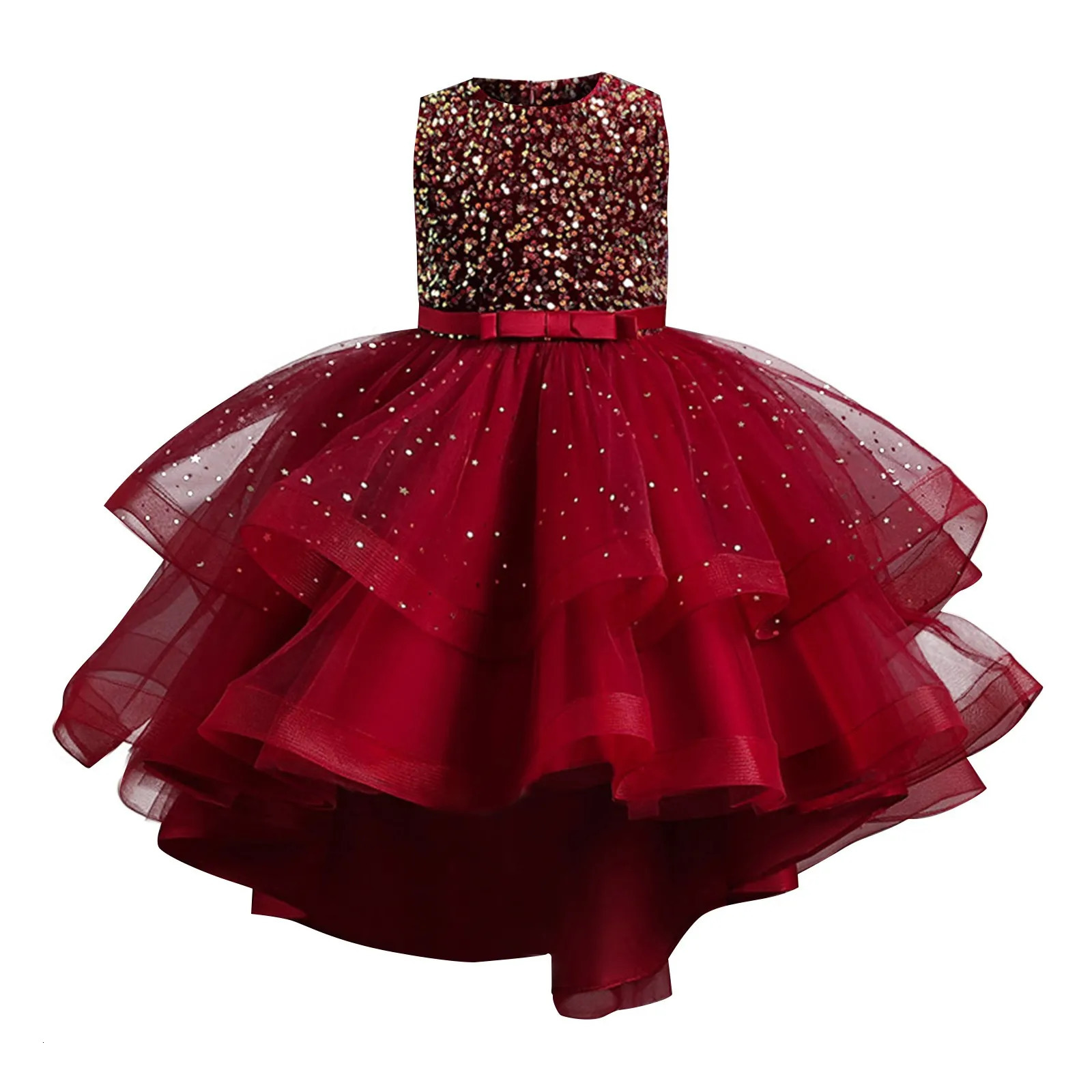 Beautiful Little Girls Ruffled Tiered Birthday Wedding Party Ball Gowns Flower Girl Formal Toddler Cupcake Pageant Dress 251023