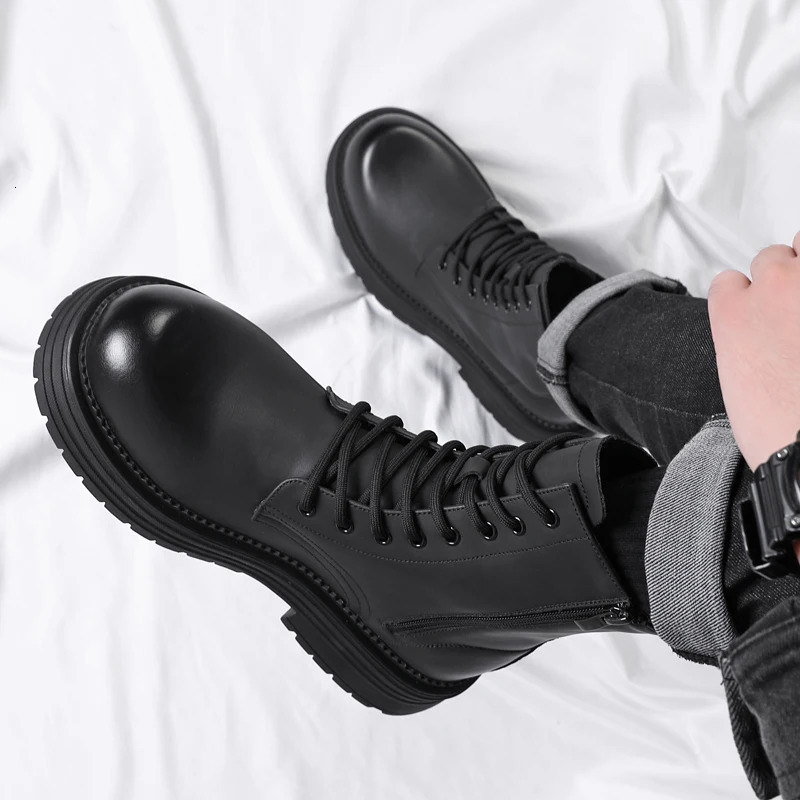 VIPOL Mens fashionable outdoor business boots hightop casual shoes multifunctional leather motorcycle boots 251023