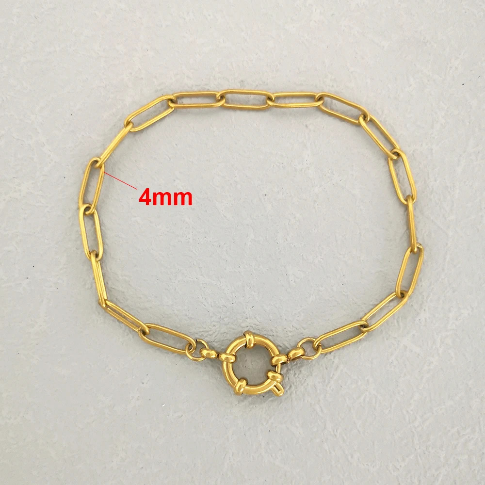 QMHJE Stainless Steel Bracelet Women Men Anchor Clasp Beads Chain Sailor Wheel Geometric Link Basic DIY Gold Silver Color Punk 251023