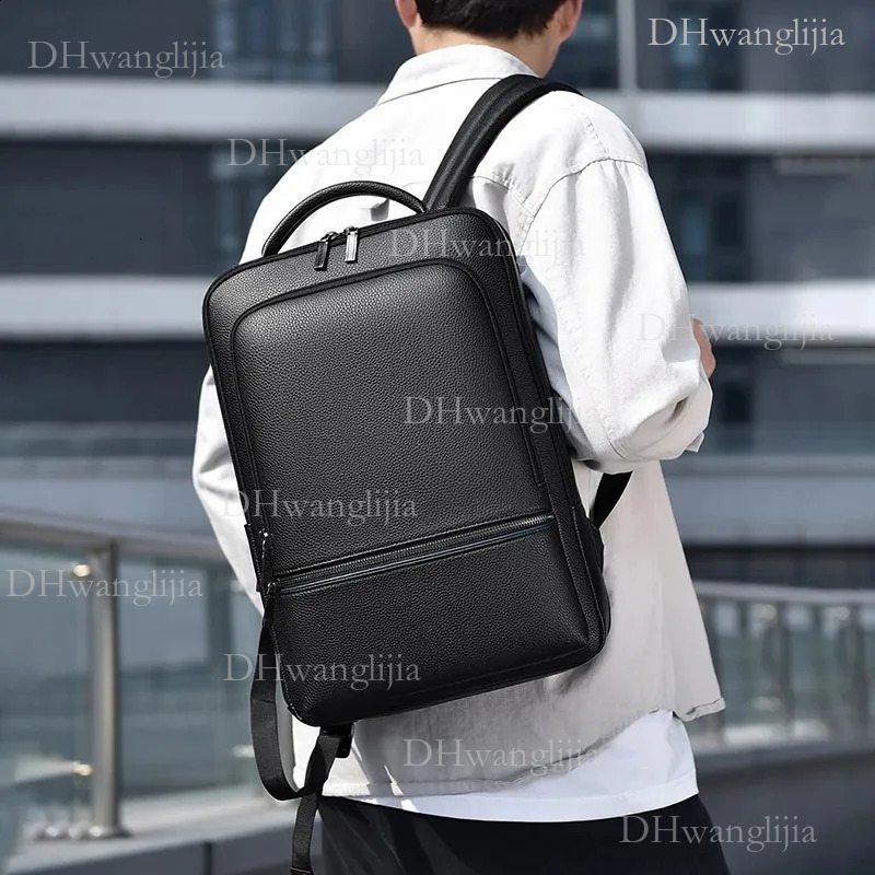 DHYMX Fashion Mens PU Leather Backpack USB Charging Executive Briefcase designer bag Travel Laptop Office Business Casual Back Pack Bag o240829