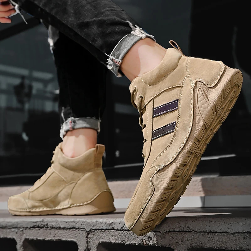 High Quality Men Fashion Ankle Boots Handmade Short Boots Classic MidTop Shoes Genuine Leather Motorcycle Boot Comfy Walk Botas 251023